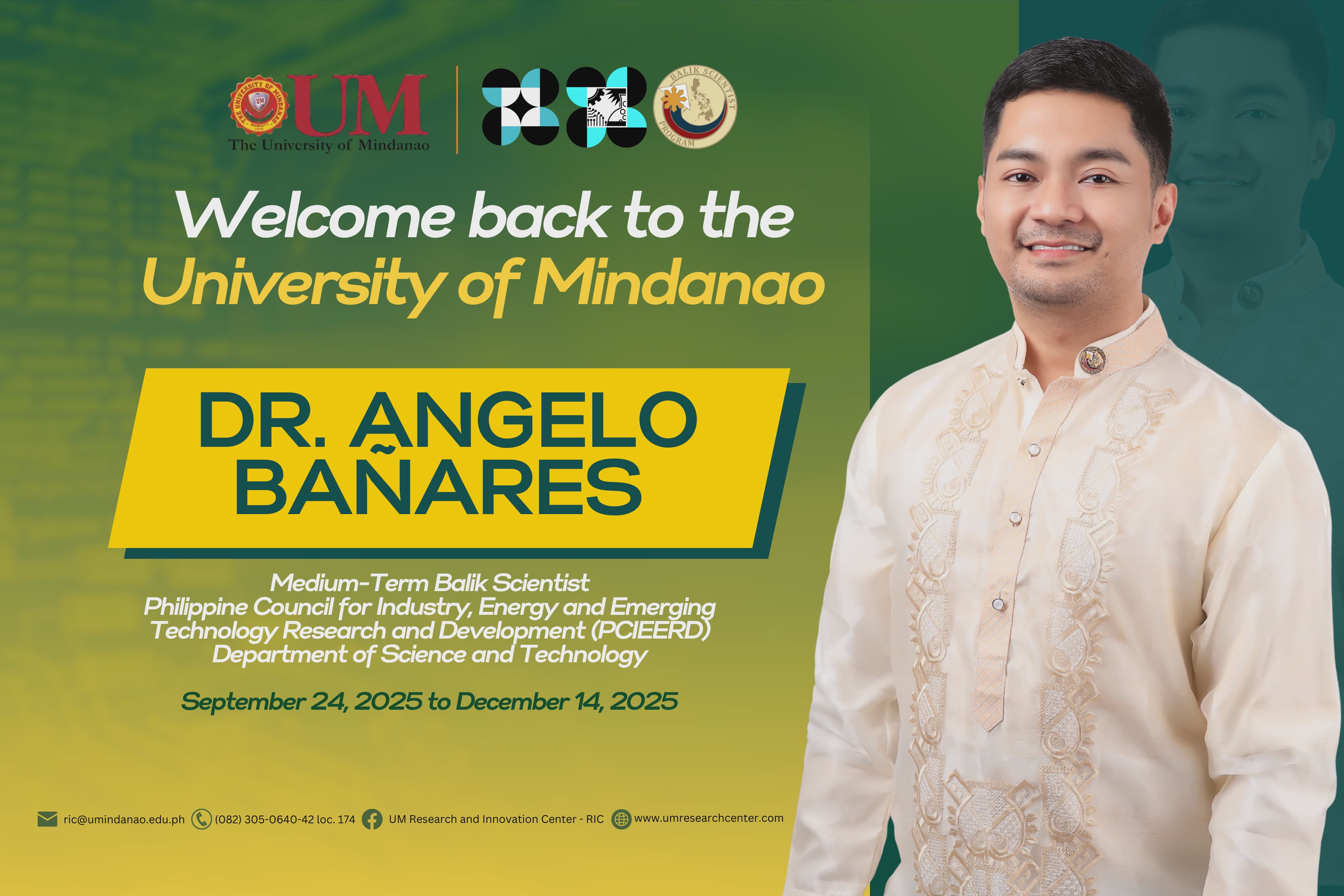 UM Welcomes Medium-Term Balik Scientist from DOST - PCIEERD